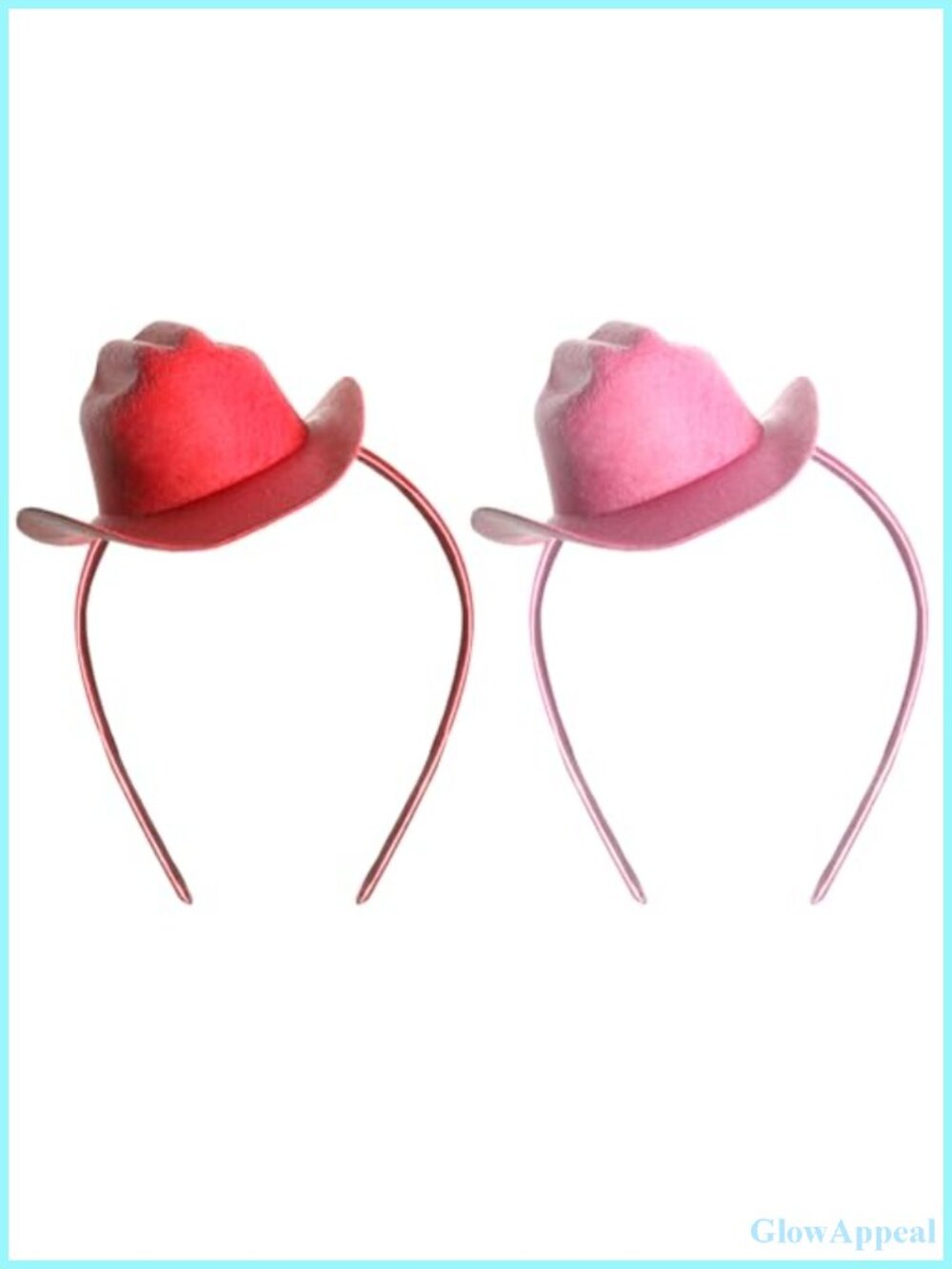 Set of 2 Cowgirl Mini Hat Headbands Women Western Party Felt Costume Accessory